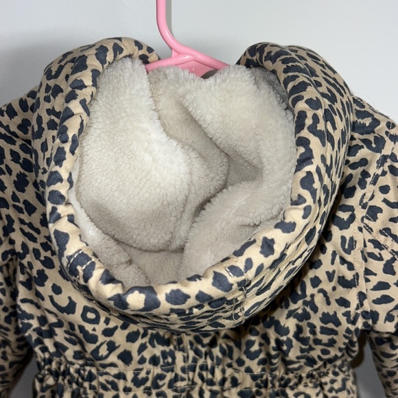 COTTON ON KIDS Leopard Print Fleece-Hooded Warm Winter Kid’s Jacket size 3-4 - Picture 3 of 7